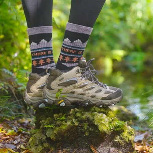 Image of ToughCutie No Planet B Merino Wool Socks for Women, Ladies Hiking Crew Socks, Warm Moisture Wicking Soft Cushion Boot Sock