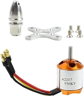 QWinOut A2217 950KV 1250KV 1500KV 2300KV Outrunner Brushless Motor 3-4S with 3.5mm Male Banana Bullet for for DIY RC Drone Kit RC Airplane Aircraft (1 Pcs,950KV Soldered)