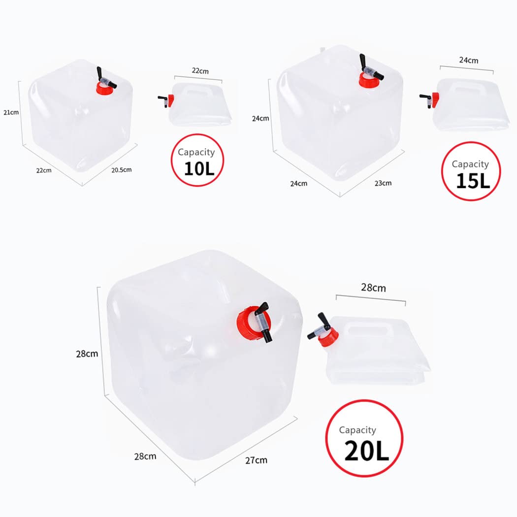 Bidón de Agua con Grifo, Bidón de Agua Plegable, 2 Piezas Bolsa de Agua Potable Portátil Depósito de Agua Contenedores,Bidón Plegable con Asay Tapa de Rosca para Camping,Senderismo