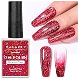 Makartt Christmas Red Glitter Gel Nail Polish - 15ml Sparkle Shimmer Soak Off UV Gel for Nail Art, Winter Manicure, New Year Shades, DIY Salon Gift for Women