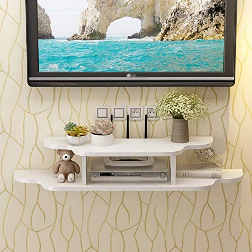 Schwimmende TV-Konsole, 2-stufiges Wand-TV-Regal Schwimmende Medienkonsole für Kabelboxen Router Fernbedienungen DVD-Player CD-Dekor