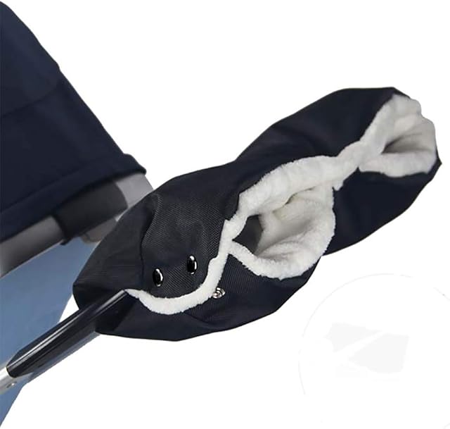 Novelfun Baby Pushchair/Pram/Stroller/Buggy/Baby Carriage Fleece Hand Muff/Hand Gloves/Hand Warmer Waterproof Windproof Anti-Freeze Extra Thick Pram Accessories Baby Stroller Gloves, Black