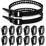Blulu 12個パック 再利用可能 工業用ストラップ 長さ20インチ バイクモーターギアを固定するための信頼性の高いテンションストラップ -70ポンド作業負荷、溶接機スキー、ガーデンホース、工業用弾性ケーブルタイ (ブラック)