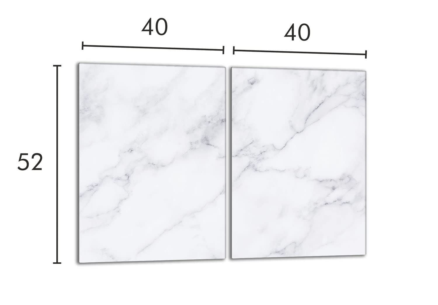 Plaque De Protection En Verre Trempé DarHaus Pour Plaque De Cuisson - 2 Pièces 75x52 Cm, Motif Marbre Noir