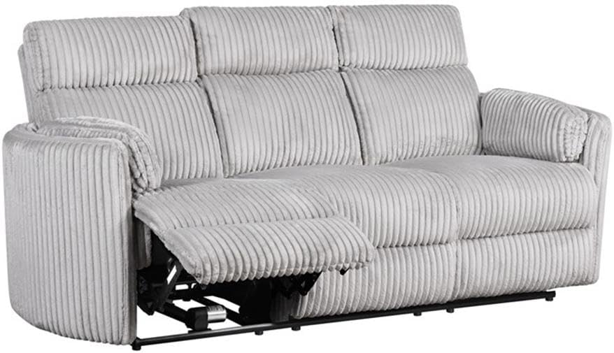 Pemberly Row Mega Gray Power Glider Reclining Sofa and Two Glider Recliners with USB Charging Ports for Living Room
