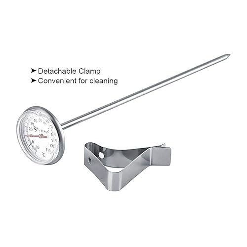 Miniatura 3 de Termómetro de espuma de leche, termómetro ajustable para colgar bebidas, a prueba de agua, acero inoxidable para café, té, carne, caramelo,