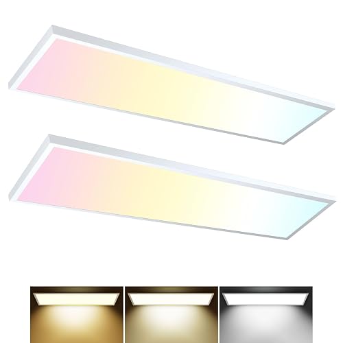 AIKVSXER 2 Pack 1x4 LED Flat Panel Light Surface Mount White