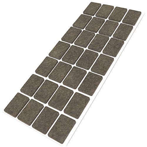 Adsamm® / 28 x deslizantes de Fieltro autoadhesivos/Marrón / 20x30 mm/Rectangular/Deslizantes de Fieltro para Muebles de 3,5 mm de Grosor/Deslizantes para Muebles y Suelos