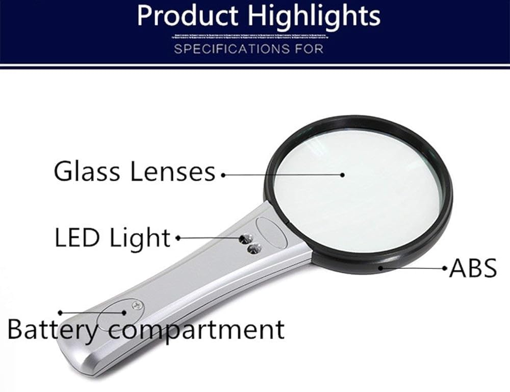Lenti di ingrandimento Magnifyiglass Dual HD Lens 3X 6X Amplificazione con 2 Ledp Handheld Readimagnifier 90Mm