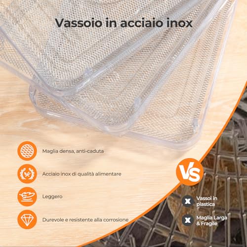 YASHE Essiccatore Alimentare, 5 Vassoi in Acciaio Inox, Timer e Temperatura Regolabili, Flusso d’Aria a 360°, Senza BPA, 400W Essiccatore Frutta e Verdura, Carne, Erbe, Snack per Cani - Immagine 1
