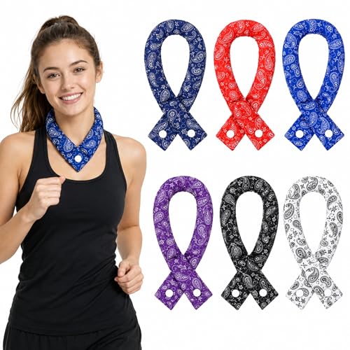 Xuhal 6 Pieces Cooling Neck Wraps Cooling Bandana Neck Cooler Ice Cooler Scarf for Women Summer Outdoor Sport Activity(Cashew)