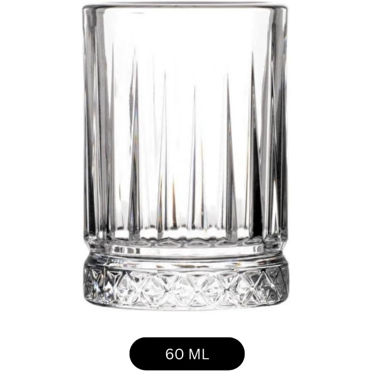 6 Adet Cam Tekila Bardağı - 60 ML Kristal Desenli, Çok Amaçlı Kahve Yanı, Su ve Meşrubat İçin Tekila Shot Bardağı