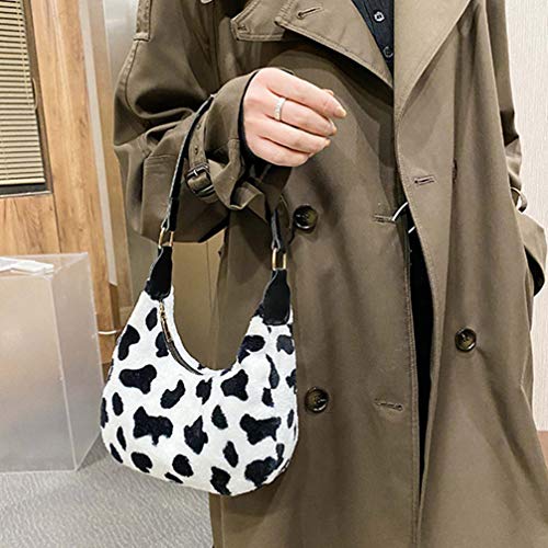 SOIMISS Moda Adorável Vaca Estampada Axila Bolsa de Pelúcia Fofa Moderna Bolsa de Ombro Crossbody Bo