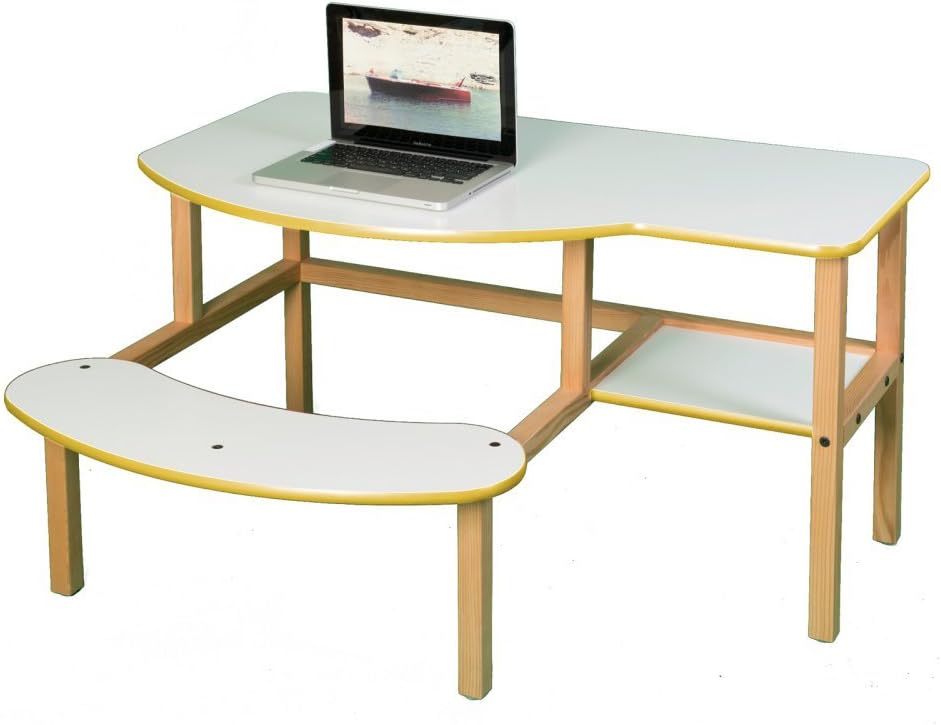 Grade School Buddy Manufactured Wood 23" Computer Desk Trim Color: Yellow, Finish: White