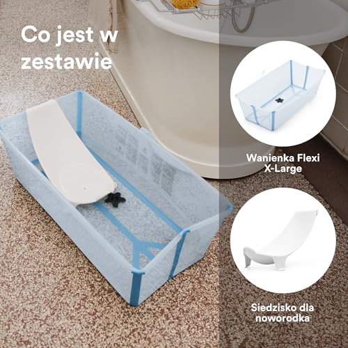 Image of Stokke Flexi Bath XL Ocean Blue - Spacious Foldable Baby Bath + Newborn Support, Lightweight Construction & Easy to Store, Ideal for Children from 0-6 Years