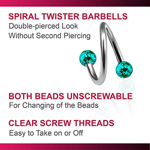 Bodyjewellery 2Pcs 16G Spiral Barbell Piercing Titanium G23 Bar Earring Studs Cartilage Tragus Hoop Twisted Helix Lip Eyebrow B2Ecq #TOP3