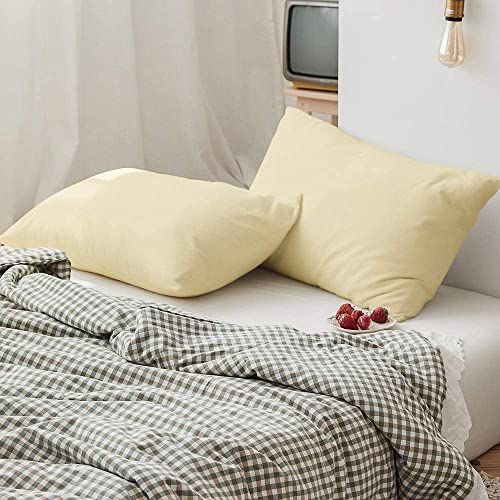 Image of Soft Pillow Covers 20 x 36 Inches - 100% Egyptian Cotton 400 Thread Count Set of 2 Pillow Cover Set Envelope Closure Hotel Quality Pillowcase - Beige