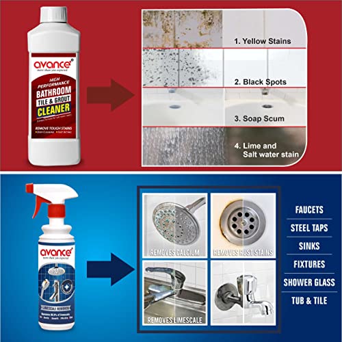 Image of Avance Bathroom Tile & Grout Cleaner (1L) & Steel Tap Cleaner (Limescale remover) 500ml -Combo pack