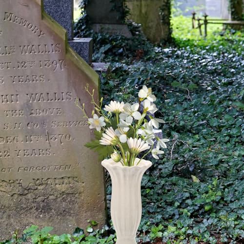 Jarrón conmemorativo de cerámica beige resistente para cementerio 8