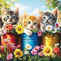 Diamond Painting Cat Flower,Broderie Diamant Kit Complet,5D Peinture Diamant pour Enfant/Adulte,Tableau Perle Diamant Point de Croix,pour Salon Chambre Décor Murale Square Drill 80x100cmLZ-16522