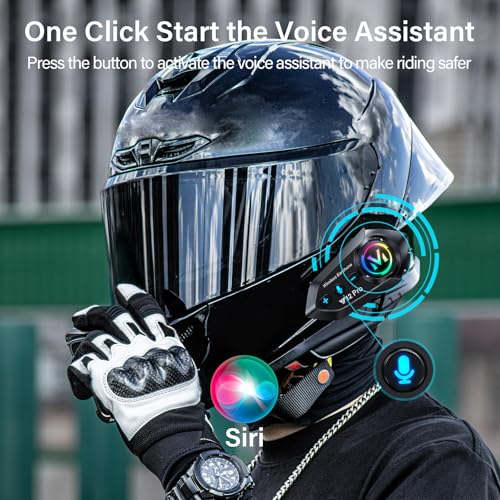 Image of Motorcycle Helmet Headset Speakers Headphones with 2 Way Intercom 550 Yards,HiFi Sound,Noise Cancellation,Music Share,1000mAh Battery,FM,Easy to Connect /Use,IP56 Waterproof,Voice Assistant