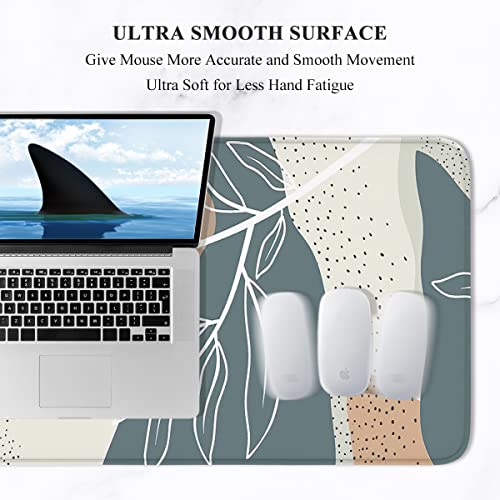Auhoahsil Desk Pad, Xl Extended Large Gaming Mouse Pad 31.5 X 11.8 Inch, Waterproof Mousepad With Stitched Edges, Non-Slip Computer Keyboard Laptop Mat For Women Men Office Work, Abstract Art Leaves #TOP2