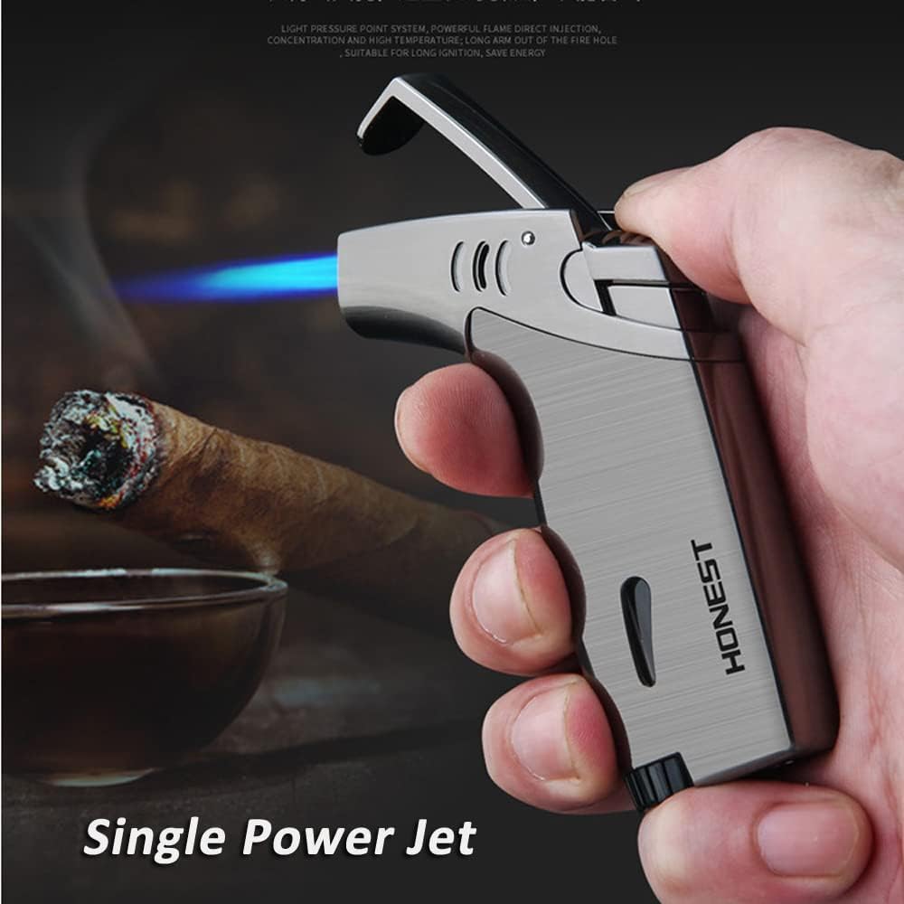 PROMISE Jet Torch Cigar Lighter, Power Flame Adjustable Butane Refillable Cigar Lighter Outerdoor (ZW-Black)