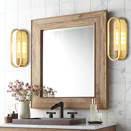 Image of JONATHAN Y 14.25 inch Brass Gold LED Wall Sconce, 1-Light Mid-Century Lamp for Bathroom Vanity, Bedroom, Hallway, Dimmable Bohemian Metal Fixture, LED Bulb Included JYL9917A
