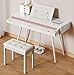 LANDTOM 88-Key High Level Heavy Hammer Electric Piano Drawer Type Home Desk Electronic Piano with Piano Bench for Beginners/Intermediates/Seniors/Specialist(Pink Key)