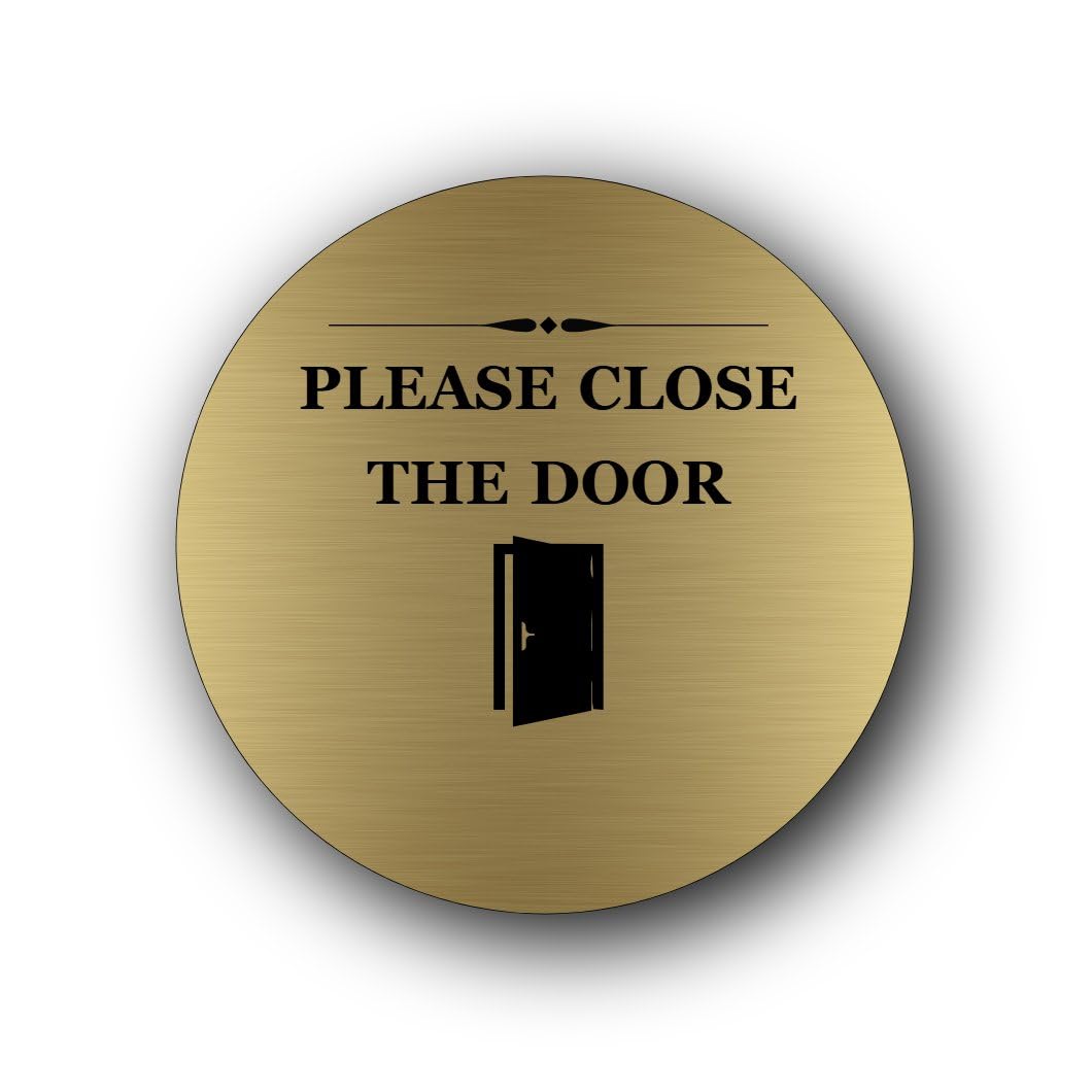 Please close the door Sign – 9.5x9.5cm Brushed Aluminium