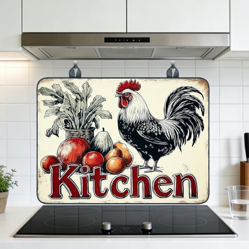 Image of Nuxovilar Vintage Kitchen Stove Cover Diatom Mud 20.47x28.34 In | Glass Protector Countertop Mat Counter Saver Cooktop Cover Family Living Space Cooking Room (Vintage Kitchen)