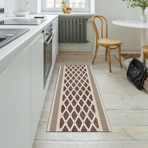 Alfombra de pasillo de cocina marrón 40x450 cm lavable antideslizante 5