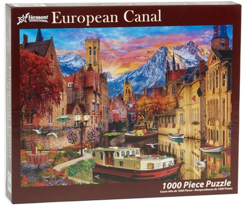Vermont Christmas Company European Canal Jigsaw Puzzle 1000 Piece, 68 x 49 cm (26 5/8" x 19 1/4") - Image 2