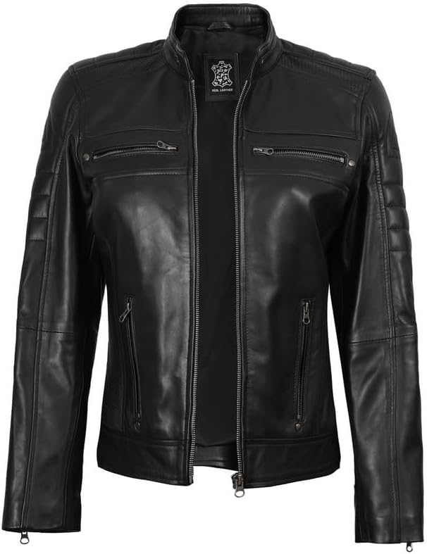 Decrum Leather Jacket Women - Stylish Casual Real Lambskin Leather Jackets for Women - Image 2