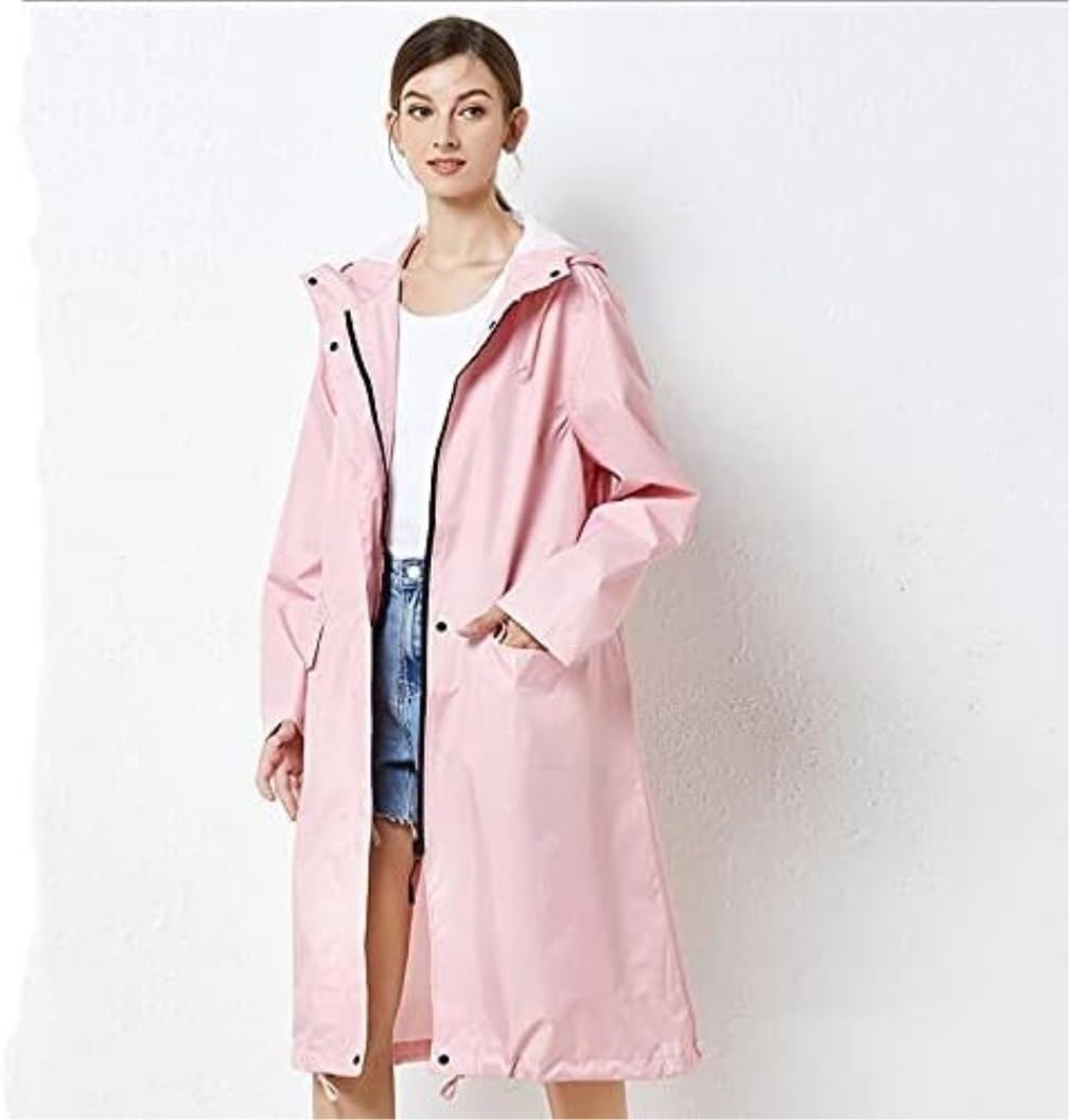 Chubasquero Cortavientos Color Sólido Impermeable Viajes Al Aire Libre Adultos Hombres Y Mujeres Parejas Ponchos De Lluvia Impermeables(Pink,XL)