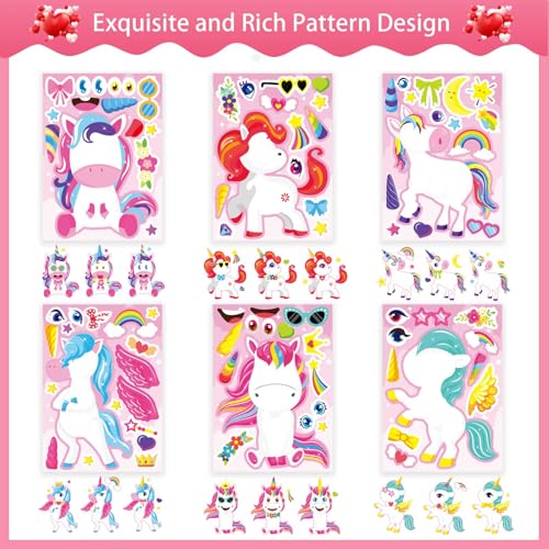 Image of Make Your Own Unicorn Stickers, Make a Face Sticker, Pink Unicorn Stickers