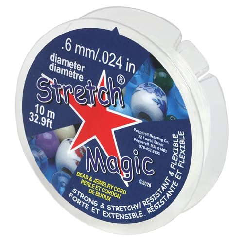 Image of Stretch Magic Elastic Beading Cord - Clear Color, 0.6mm in Diameter, 10-Meter (32 ft) - Easy to Knot, Strong & Stretchy String for Making Beaded Jewelry