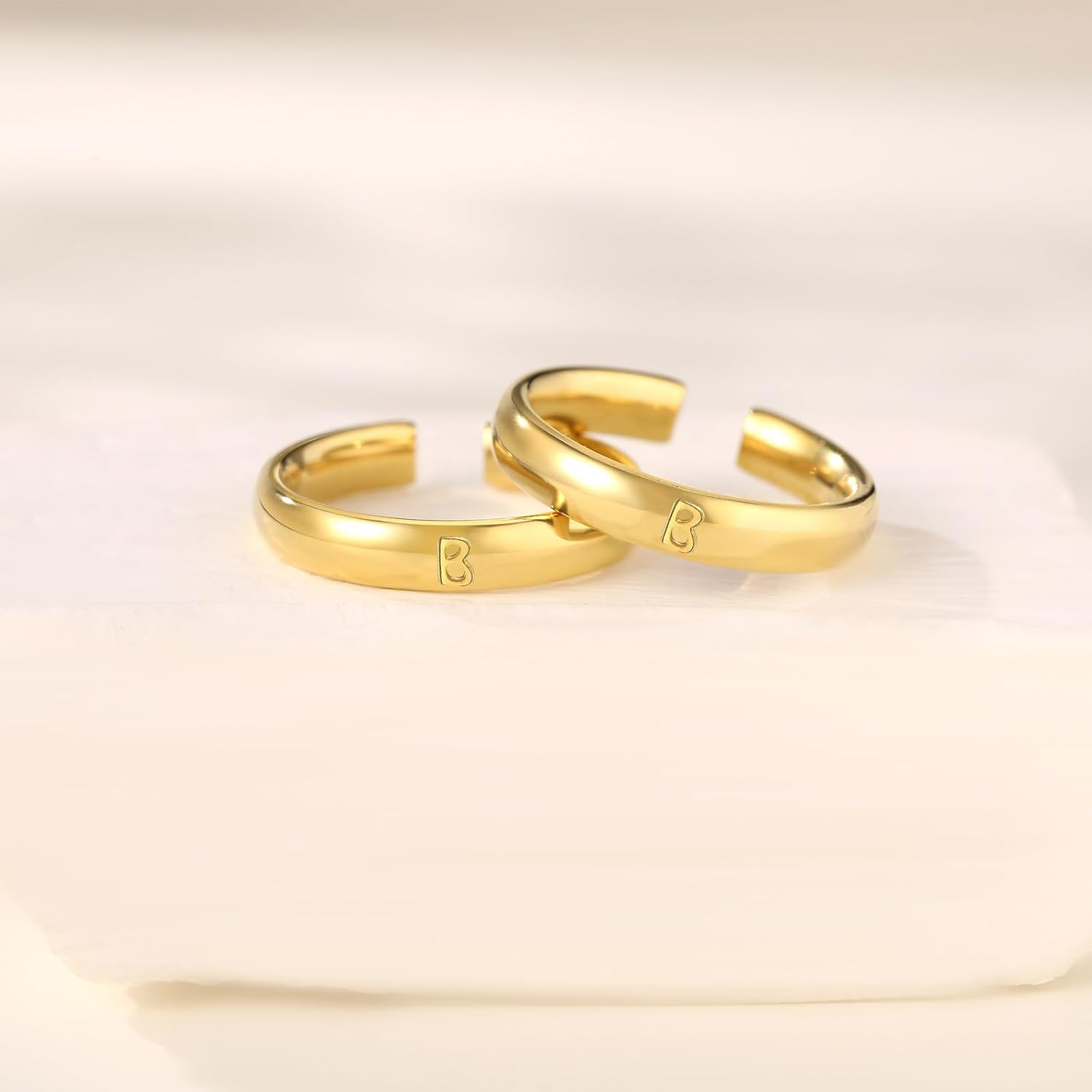 Initial Cuff 14K Gold Filled Sparkling Round Huggie Ear Cuff Gold Earrings for Women Clip On Cartilage