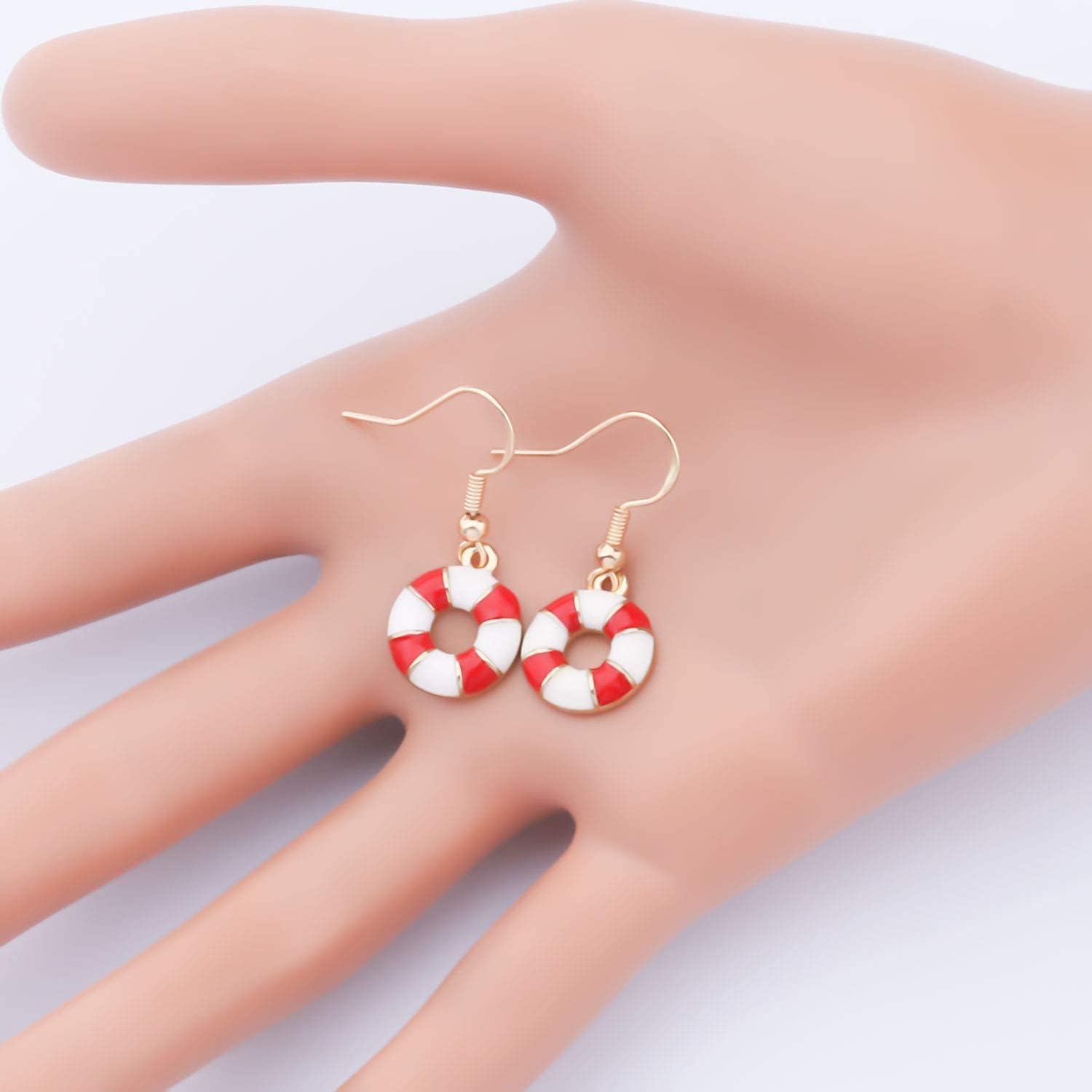 CHOORO Beach Life Saver Earrings Nautical Earrings Life Ring Preserver Jewelry Gift for Life Guard Life Saver Gift Lifebuoy Earrings image 3