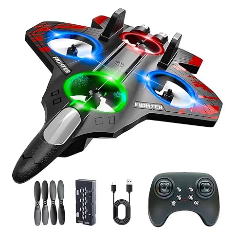 Image of E-69 Remote Control for Kids, RC Glider Plane with Light EPP Foam Material Aeroplane Fighter Jet for Kids Adults 360 Flip, Stunt Roll Stable Flying jet Toy Easy to use Safe for Boys Girls Beginners toy Indoor Outdoor.
