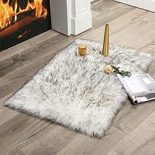 MIULEE Faux Fur Area Rugs Sheepskin Fluffy Mat Fleece Chair Cover Seat Pad Soft Shaggy Area Mat for Bedroom Sofa Floor 60 x 90 cm Irregular Shape Light Tan