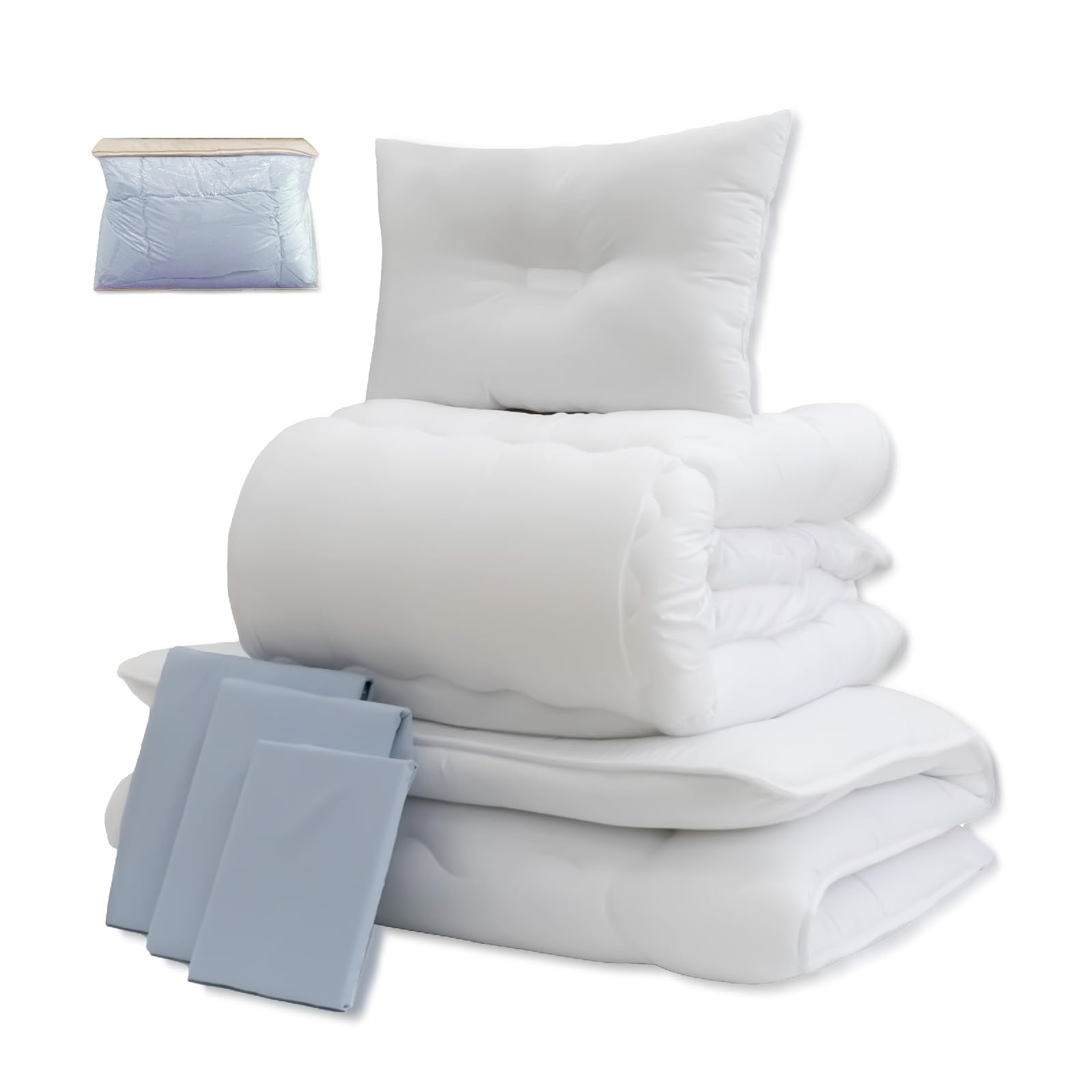 TEIJIN Ready-to-Use Futon Set, Anti-Mite, Antibacterial, Deodorizing, Cover Included, Storage Bag, 3-Layer Matton, Washable Comforter and Pillow, All Seasons, Comfortable, Mighty Top II, Exclusive to