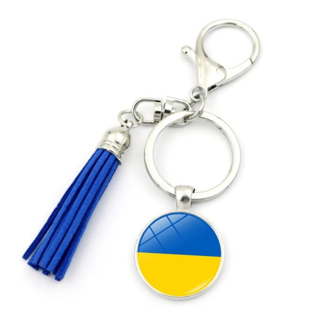 Ukraine Flag Key Chain Charms Keychains Keyrings Metal Plated Keychain Gift Car Keyring Cute Bag Charm Key Holder for Keys, Metallic, 1