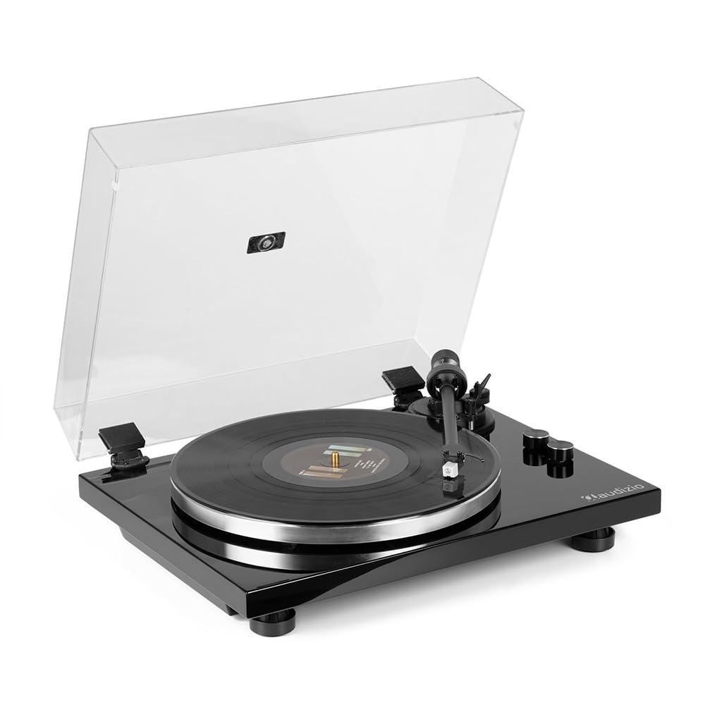 Audizio Toledo Premium Giradischi Bluetooth – Giradischi 33/​45 giri/​min, lettore in vinile con pickup di alta qualità – Record Player con preamplificatore