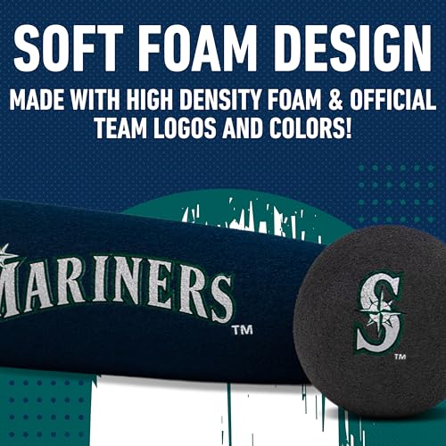 Franklin Sports Seattle Mariners Foam Bat & Ball Set - 21" Soft Jumbo Team Baseball Bat and Ball Team Logo - MLB Official Licensed Product by Franklin Sports - Image 3
