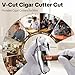 Cigarmoon V Cut Cigar Cutter,Stainless Steel Cigar Cutter,60 Ring Gauge Sharp Clean Cut,Cigar Accessories for Cigar Enthusiasts (Yellow)