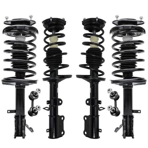 Image of Detroit Axle - 6pc Struts Kit for Chevrolet Geo Prizm Toyota Corolla, 4 Front and Rear Struts with Coil Spring Assembly 2 Front Stabilizer Sway Bar Links Replacement Suspension