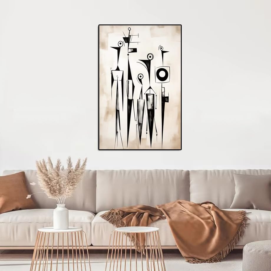 Póster de arte abstracto moderno para sala: decoración de pared en blanco y negro 40x50 1