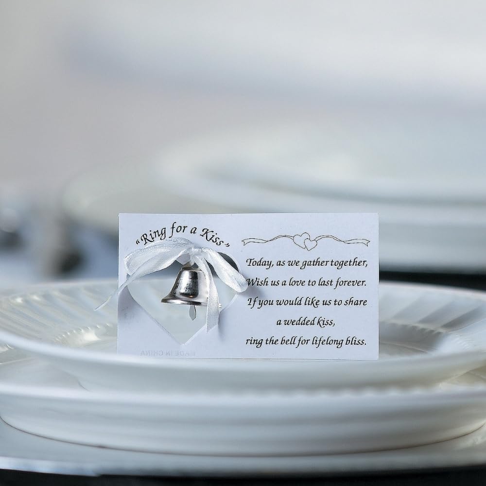 Fun Wedding Kissing Bells with Poem Cards (Bulk set of 50) Unique Wedding Reception Party Supplies
