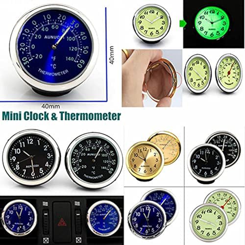 Termómetro digital de cuarzo luminoso Riloer con reloj azul para salpicadero de coche pack de 2 5